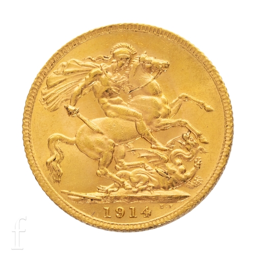 George V - A sovereign, 1914, reverse St George and dragon.