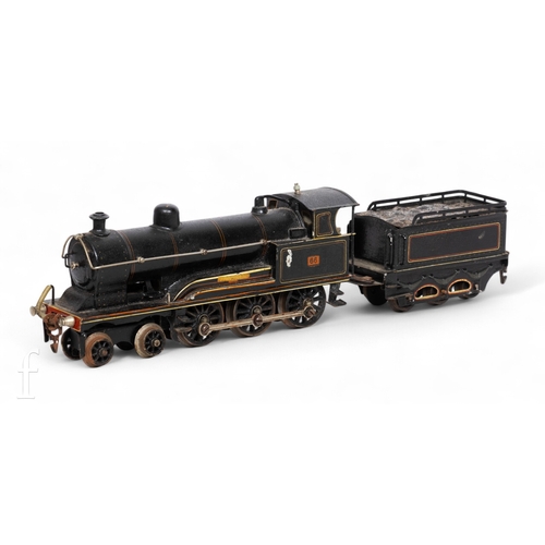 266 - A Marklin O gauge clockwork 4-6-0 LNWR 'Experiment' no. 66 locomotive and tender.