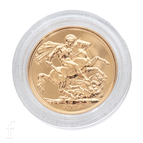 Elizabeth II - A sovereign, 2014, reverse St George and Dragon.