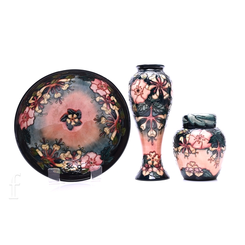 466 - Rachel Bishop for Moorcroft, an 'Oberon' pattern vase, circa 1993, of inverse baluster form, tubelin... 