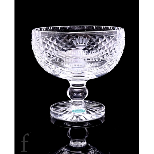 755 - A Stuart Crystal commemorative cut crystal glass chalice to mark the visit of Princess Grace of Mona... 