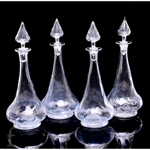 760 - A set of four early 20th Century Thomas Webb & Sons Moire pattern decanters circa 1910 to 1928, ... 