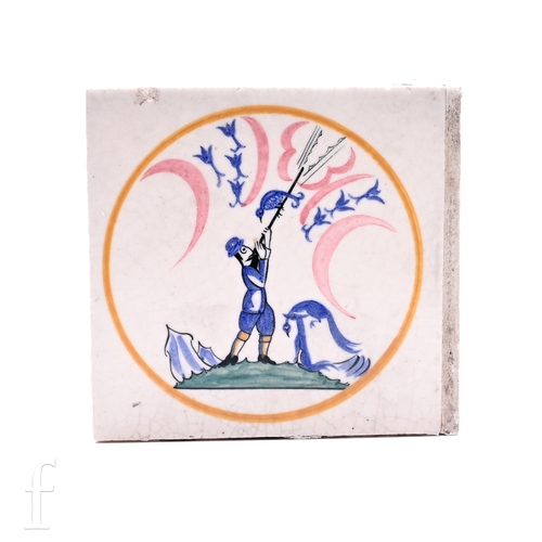 500 - A Carter Tiles (Poole Pottery) dust pressed 5 inch tile, circa 1950, featuring a design by Edward Ba... 