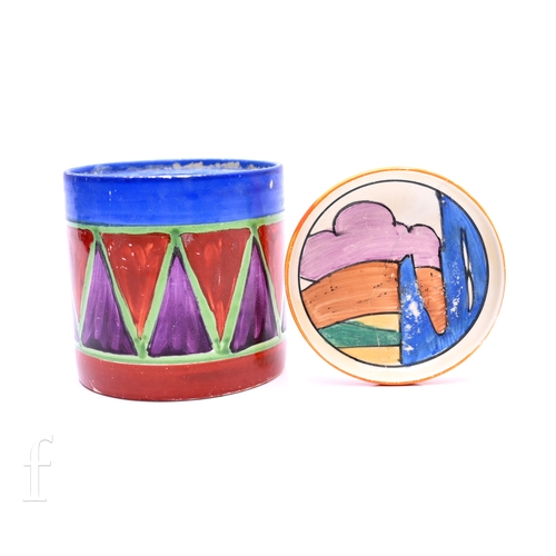 501 - A small Clarice Cliff pin dish circa 1932, hand painted in a partial view of the Orange Roof Cottage... 