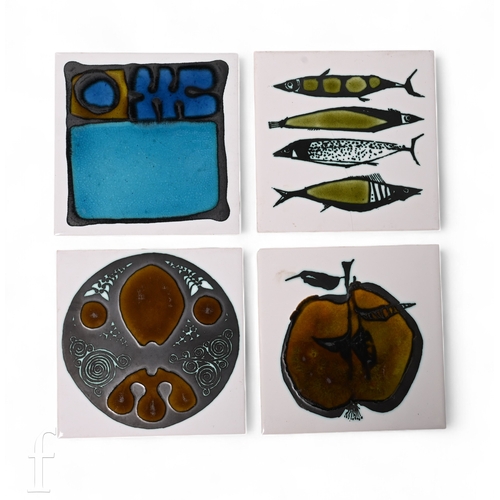 502 - Four 1960s/1970s H & R Johnson Ltd 6 inch dust pressed tiles, Ann-Wynn Reeves and Kenneth Clark,... 