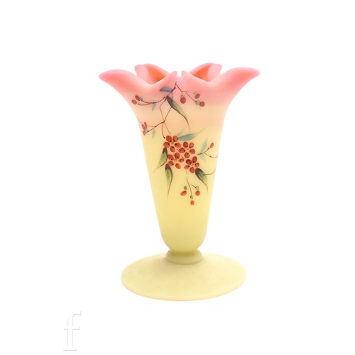 718 - A late 19th Century Thomas Webb & Sons Queen's Burmese ware glass vase of flared form with folde... 