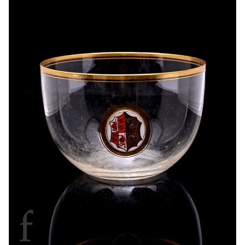 714 - A 19th Century clear crystal glass finger bowl circa 1850, the plain body decorated with an applied ... 