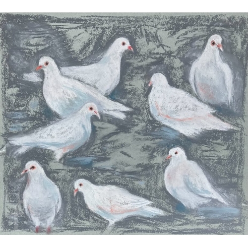 1609 - Madeleine Town (Painter and printer) - 'Doves for Peace', pastel, 25cm x 32cm, card mounted, 36cm x ... 