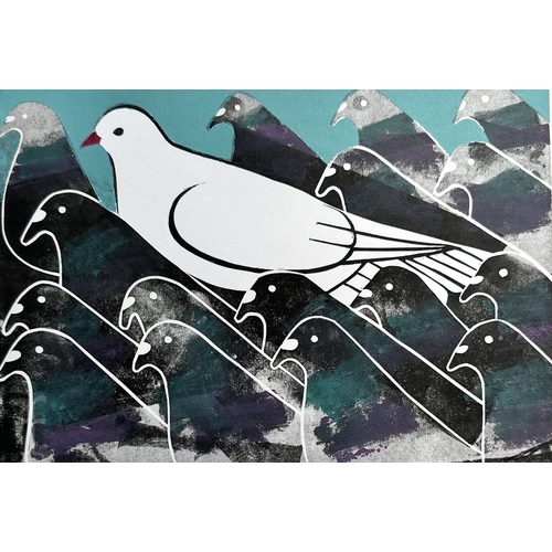 Amanda Ribbans (Printmaker and artist) - 'Birds of a Feather', lino ...
