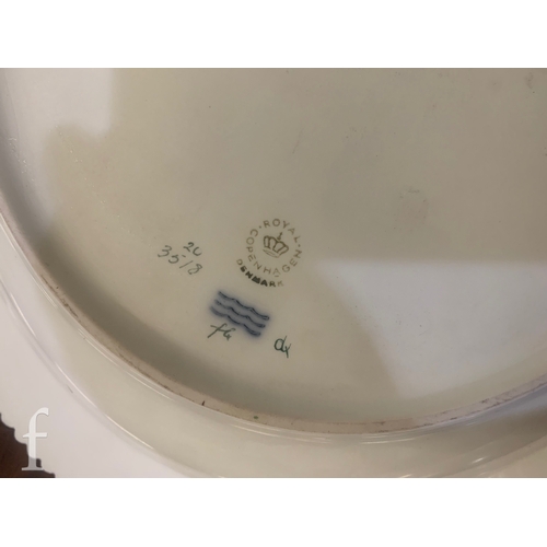 478 - A Royal Copenhagen Flora Danica serving plate, of oval form, hand painted with botanical study of Cy... 