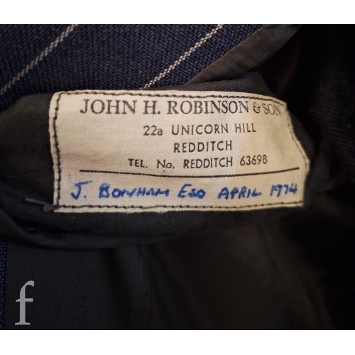 168 - John Bonham / Led Zeppelin - A 1970s pinstripe suit owned and worn by John Bonham, with inside pocke... 