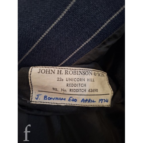 168 - John Bonham / Led Zeppelin - A 1970s pinstripe suit owned and worn by John Bonham, with inside pocke... 