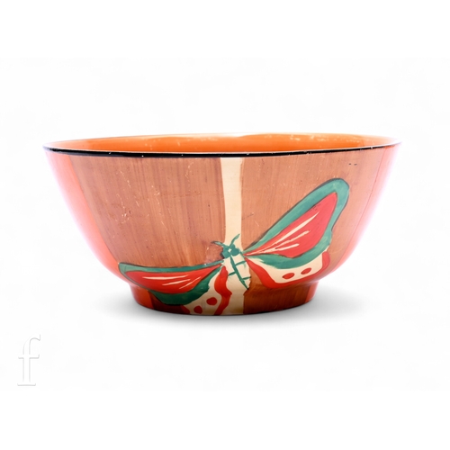 515 - Clarice Cliff - Butterfly - A large Havre shape fruit bowl circa 1931, hand painted with a stylised ... 