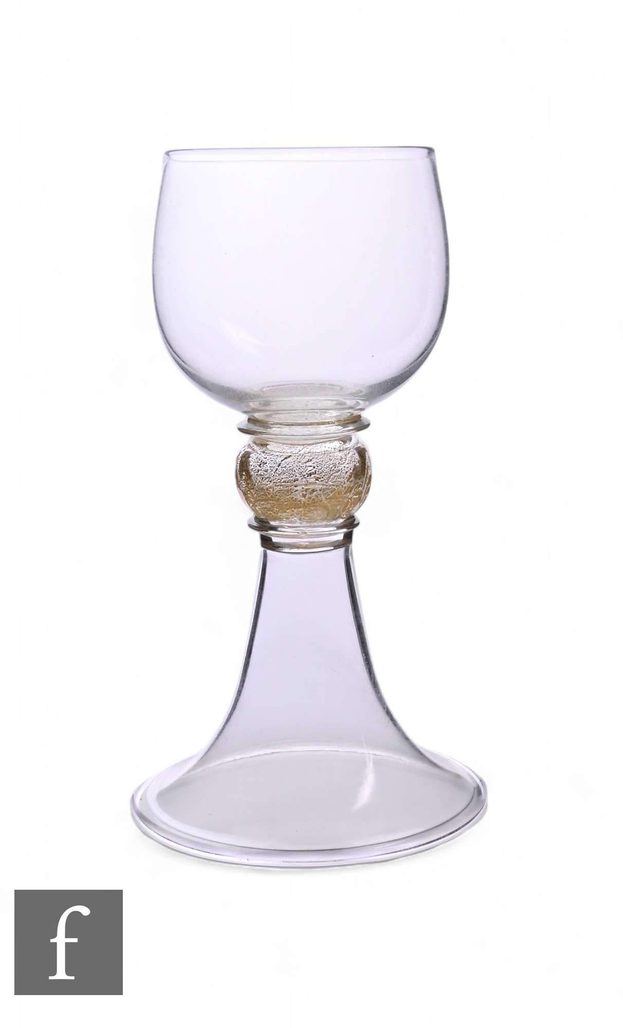 A flint glass goblet in the Germanic style designed by Harry Powell for ...