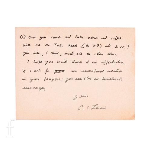 715 - C. S. Lewis (1898-1963) - An autographed 'Magdalen College, Oxford' headed note card, reading on bot... 