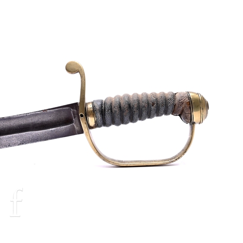 648 - A 19th Century customs/police officer's cutlass, 59.5cm curved blade, fish skin grip and D shaped kn... 