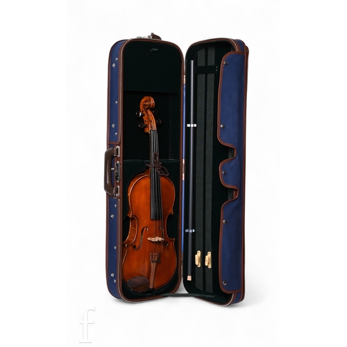 465 - A late 19th Century two piece back violin labelled Le Guerrier anno 1884, examined by William Hargre... 