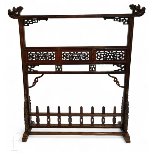A 19th Century Chinese lacquered softwood robe stand or clothes rack ...