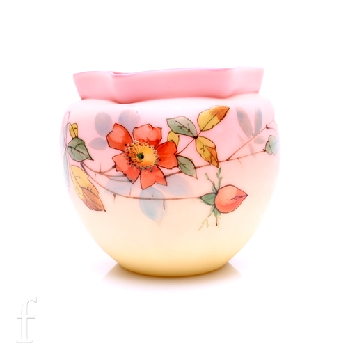 133 - A late 19th Century Thomas Webb & Sons Queen's Burmese ware vase, of ovoid form with short drawn... 