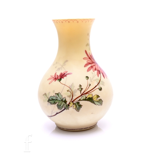 139 - A 19th Century Thomas Webb & Sons Queen's Burmese vase, of baluster form, enamel decorated with ... 