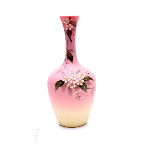 140 - A late 19th Century Thomas Webb & Sons Queen's Burmese vase of bottle form with high drawn neck ... 