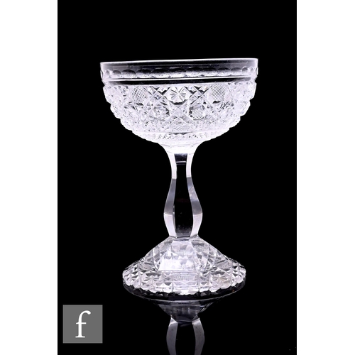 198 - A 19th Century Stourbridge clear cut crystal champagne glass in the manner of Richardsons, the shall... 