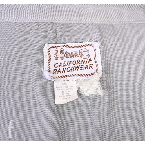 123 - A 1970s John Bonham owned and worn Western style shirt, the grey and black shirt with embroidery,  w... 
