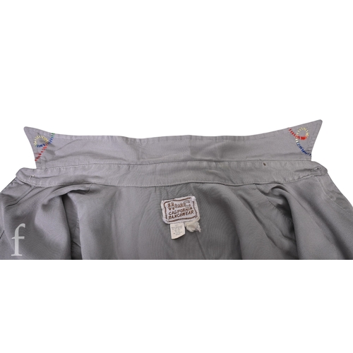 123 - A 1970s John Bonham owned and worn Western style shirt, the grey and black shirt with embroidery,  w... 