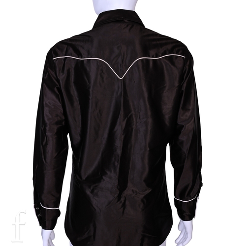 124 - A 1970s John Bonham owned and worn Western style shirt, the black shirt with embroidery, with label ... 