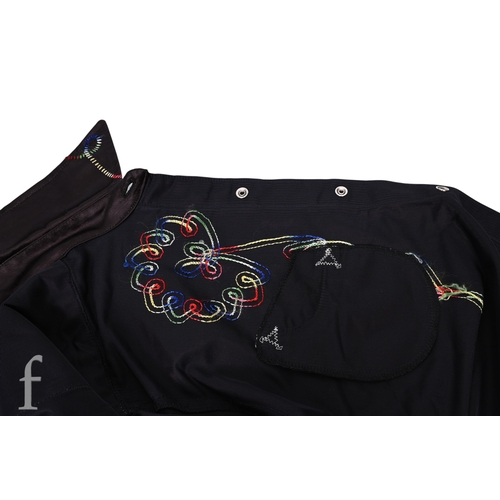 124 - A 1970s John Bonham owned and worn Western style shirt, the black shirt with embroidery, with label ... 