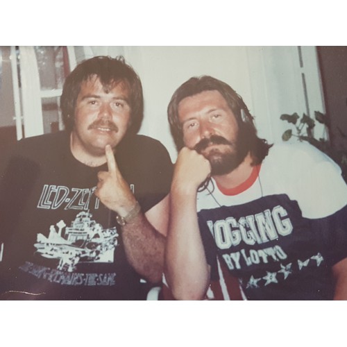 123 - A 1970s John Bonham owned and worn Western style shirt, the grey and black shirt with embroidery,  w... 