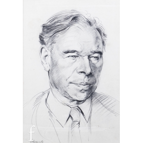 1105 - John Edwards R.A. (1940-2020) - 'Jo', portrait of a girl, pencil drawing, signed, bears 'The Mall Ga... 