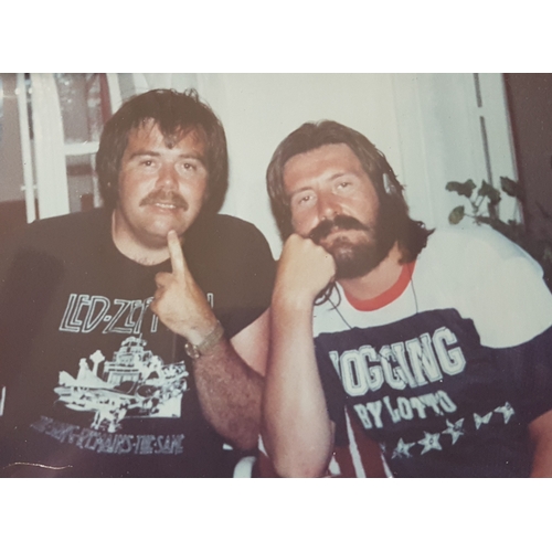 121 - A 1970s John Bonham owned and worn brown leather Jacket with brown faux fur trim collar, no makers l... 