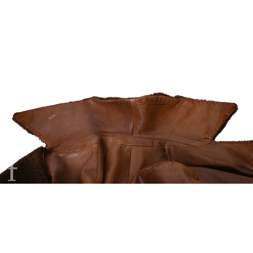 121 - A 1970s John Bonham owned and worn brown leather Jacket with brown faux fur trim collar, no makers l... 