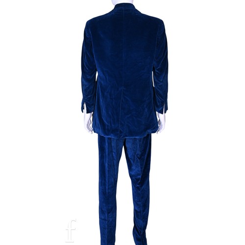 120 - A 1978 John Bonham owned and worn blue velvet suit, with inside pocket label John H. Robinson 22a Un... 