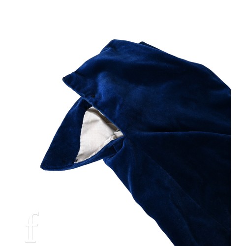 120 - A 1978 John Bonham owned and worn blue velvet suit, with inside pocket label John H. Robinson 22a Un... 