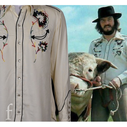 122 - A 1970s John Bonham owned and worn Western style cream coloured embroiderd shirt, worn for a shootin... 