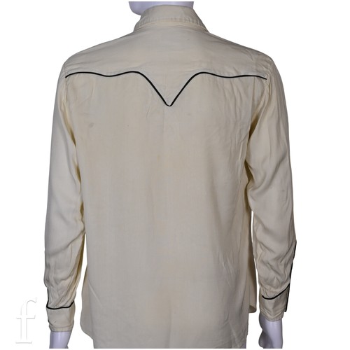 122 - A 1970s John Bonham owned and worn Western style cream coloured embroiderd shirt, worn for a shootin... 