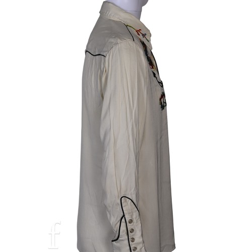 122 - A 1970s John Bonham owned and worn Western style cream coloured embroiderd shirt, worn for a shootin... 