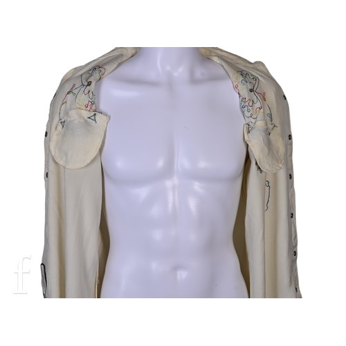 122 - A 1970s John Bonham owned and worn Western style cream coloured embroiderd shirt, worn for a shootin... 