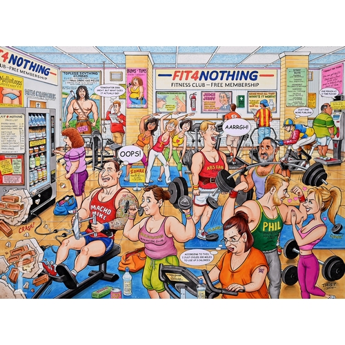 1064 - Geoff Tristram (Born 1954) - 'The Gymnasium', an original artwork for the Ravensburger Puzzles 'Best... 