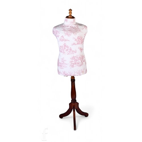 545 - A vintage dress maker's or shop display&nbsp;mannequin, raised to a later associated tripod stand, h... 
