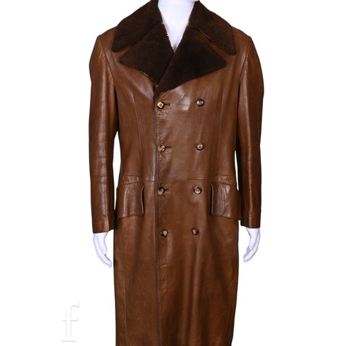 121 - A 1970s John Bonham owned and worn brown leather Jacket with brown faux fur trim collar, no makers l... 