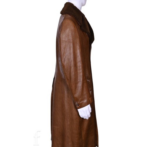 121 - A 1970s John Bonham owned and worn brown leather Jacket with brown faux fur trim collar, no makers l... 