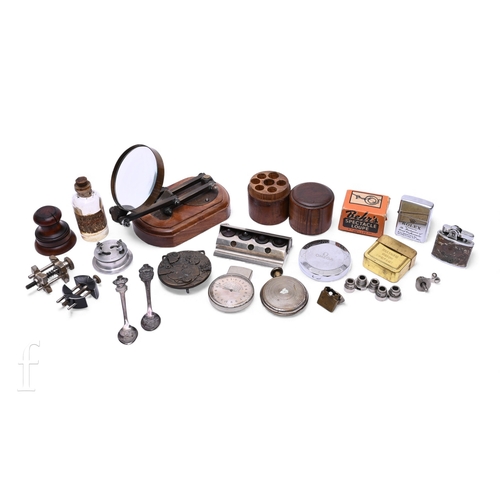 536 - A replica anglepoise desk magnifier, various watch accessories, mirrored compact, Rolex and Omega li... 