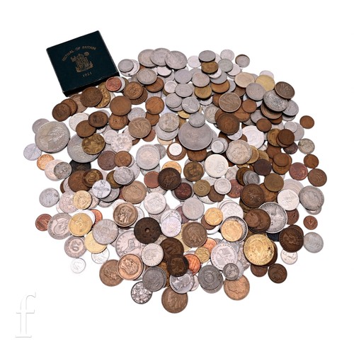 534 - A 1951 Festival of Britain crown, cased, and assorted foreign coinage including the Netherlands, Rho... 