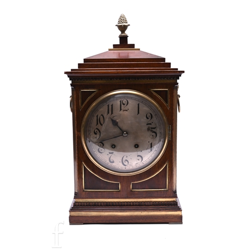 686 - A George III style mahogany cased bracket clock, circular Arabic dial and eight spring driven moveme... 
