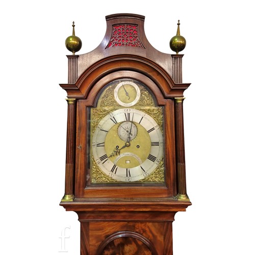 692 - An 18th Century mahogany longcase clock with eight day striking movement, the 12 inch broken arch br... 