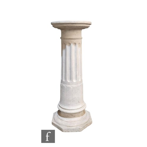 855 - A decorative white painted fluted plaster column, height 89cm.