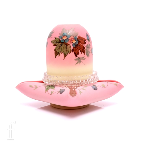 319 - A late 19th Century Thomas Webb & Sons Queen's Burmese ware glass Fairy Night Light, comprising ... 